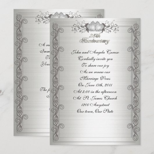 25e Jubileum gelofte vernieuwingsuitnodiging Kaart (Voorkant / Achterkant)