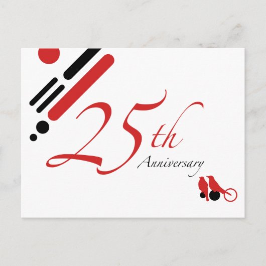 25e Jubileum (gematigde vogels) Briefkaart (Voorkant)