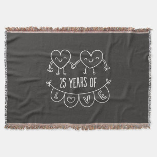 25e Jubileum Gift Chalk Hearts Deken