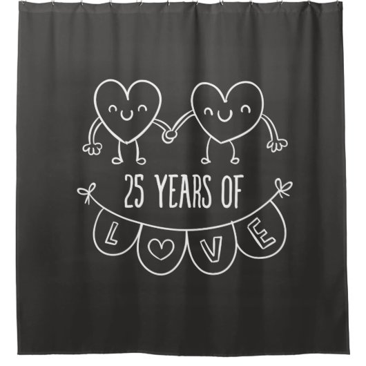 25e Jubileum Gift Chalk Hearts Douchegordijn (Voorkant)