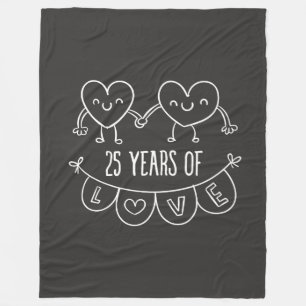 25e Jubileum Gift Chalk Hearts Fleece Deken