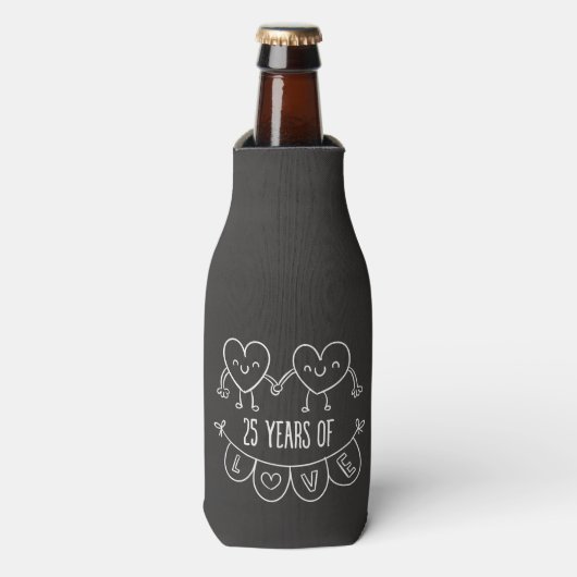 25e Jubileum Gift Chalk Hearts Flesjeskoeler (Fles Voorkant)