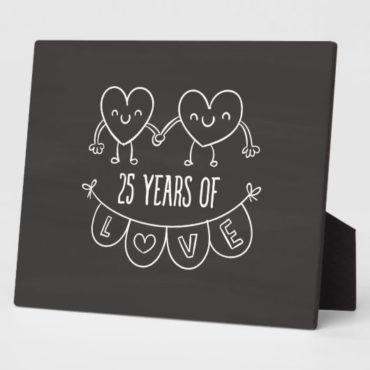 25e Jubileum Gift Chalk Hearts Fotoplaat (Zijkant)