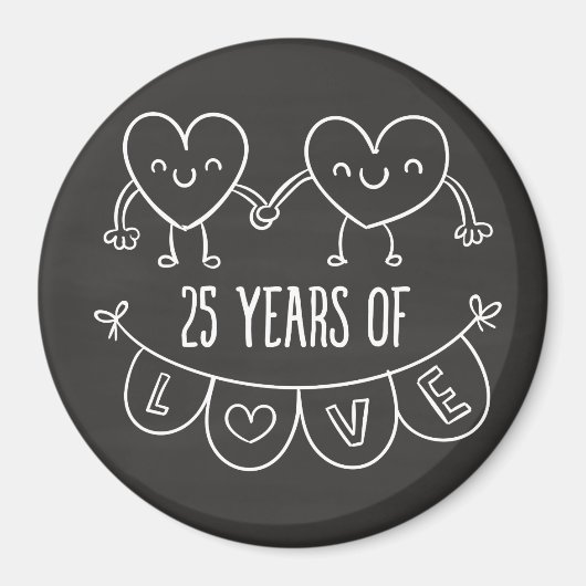 25e Jubileum Gift Chalk Hearts Magneet (Voorkant)