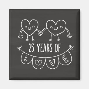 25e Jubileum Gift Chalk Hearts Magneet