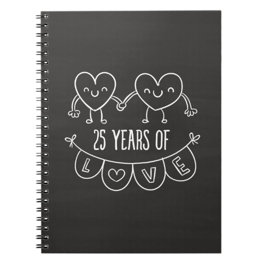 25e Jubileum Gift Chalk Hearts Notitieboek (Voorkant)