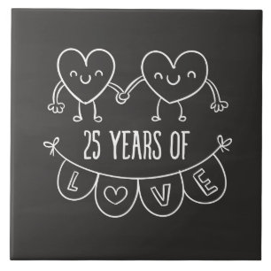 25e Jubileum Gift Chalk Hearts Tegeltje