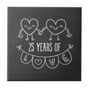 25e Jubileum Gift Chalk Hearts Tegeltje