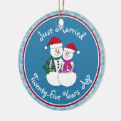 25e Jubileum Gift Fun Snow Paar Kerst Keramisch Ornament (Links)