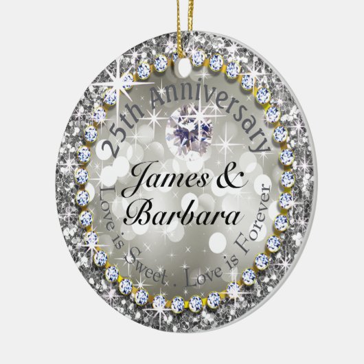 25e Jubileum Glitzy Diamond Bling Keramisch Ornament (Links)