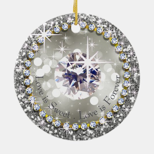 25e Jubileum Glitzy Diamond Bling Keramisch Ornament (Achterkant)