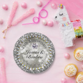 25e Jubileum Glitzy Diamond Bling | zilver Papieren Bordje (Feest)