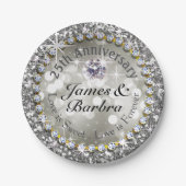 25e Jubileum Glitzy Diamond Bling | zilver Papieren Bordje (Voorkant)