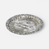 25e Jubileum Glitzy Diamond Bling | zilver Papieren Bordje (Gekanteld)