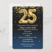 25e Jubileum Gold ballonnen en Confetti Invitat Kaart (Voorkant)