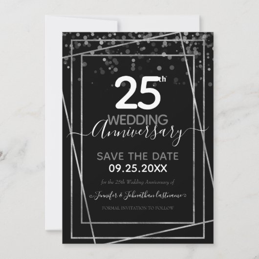 25e Jubileum Gold Border Save the Date Kaart (Voorkant)