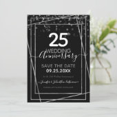 25e Jubileum Gold Border Save the Date Kaart (Staand voorkant)