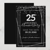 25e Jubileum Gold Border Save the Date Kaart (Voorkant / Achterkant)