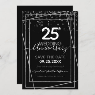 25e Jubileum Gold Border Save the Date Kaart
