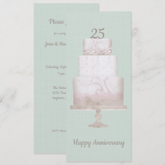 25e Jubileum - Groene linnen met aangepaste coatin Kaart (Voorkant / Achterkant)