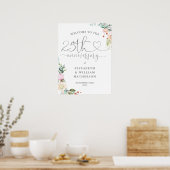 25e Jubileum Hartschrift Bloemen Welkomstbord Poster (Keuken)