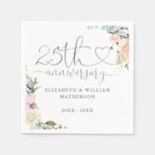 25e Jubileum Heart Script Rozen Bloemen Servet (Voorkant)