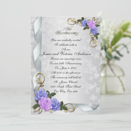 25e jubileum hernieuwde huwelijksgeloften Lavendel Kaart (Staand voorkant)