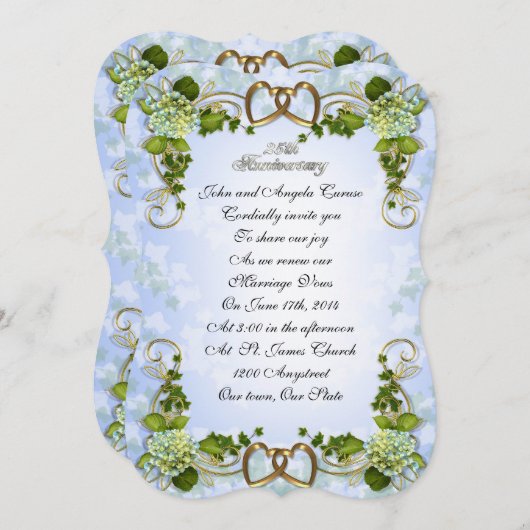 25e Jubileum Hydrangeas Kaart (Voorkant / Achterkant)