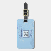 25e Jubileum in blauw en zilver Bagagelabel (Voorkant verticaal)