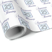 25e Jubileum in blauw en zilver Cadeaupapier (Rol Hoek)