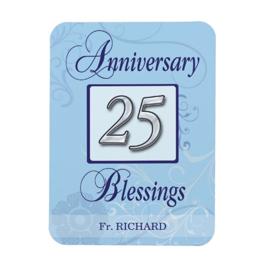 25e Jubileum in blauw en zilver Magneet (Verticaal)