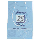 25e Jubileum in blauw en zilver Medium Cadeauzakje (Achterkant)