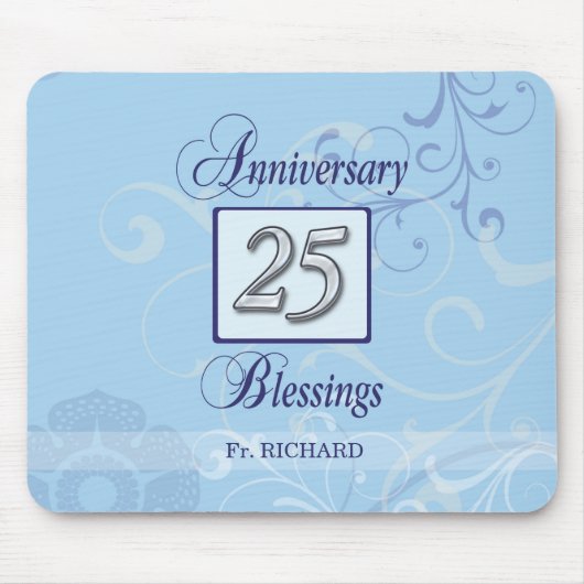 25e Jubileum in blauw en zilver Muismat (Voorkant)