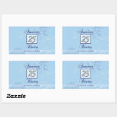 25e Jubileum in blauw en zilver Rechthoekige Sticker (Vel)