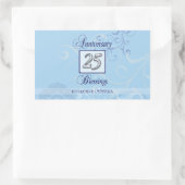 25e Jubileum in blauw en zilver Rechthoekige Sticker (Tas)
