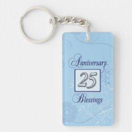 25e Jubileum in blauw en zilver Sleutelhanger