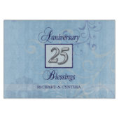 25e Jubileum in blauw en zilver Snijplank (Voorkant)