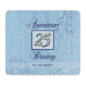 25e Jubileum in blauw en zilver Snijplank (Voorkant)