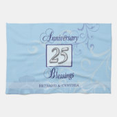 25e Jubileum in blauw en zilver Theedoek (Horizontaal)