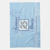 25e Jubileum in blauw en zilver Theedoek (Verticaal)