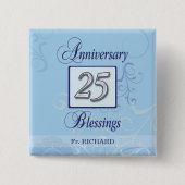 25e Jubileum in blauw en zilver Vierkante Button 5,1 Cm (Voorkant)