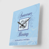 25e Jubileum in blauw en zilver Vierkante Klok (Hoek)