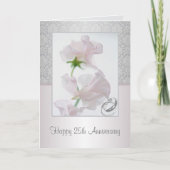 25e Jubileum Kaart. Bloemen, ringen, vouw Kaart (Voorkant)