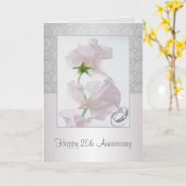 25e Jubileum Kaart. Bloemen, ringen, vouw Kaart (Gele Bloem)