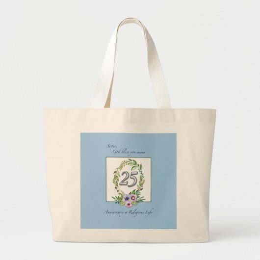 25e Jubileum katholieke Nun Wreath en Silver Grote Tote Bag (Voorkant)