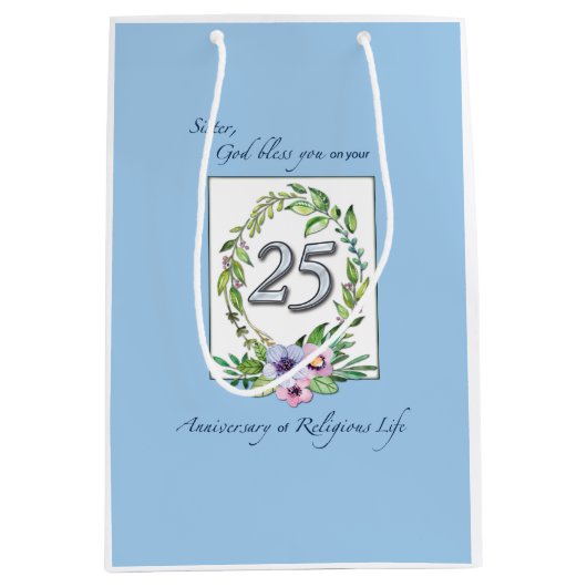 25e Jubileum katholieke Nun Wreath en Silver Medium Cadeauzakje (Voorkant)