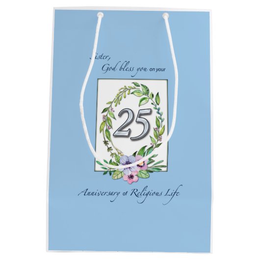 25e Jubileum katholieke Nun Wreath en Silver Medium Cadeauzakje (Achterkant)