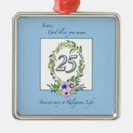 25e Jubileum katholieke Nun Wreath en Silver Metalen Ornament