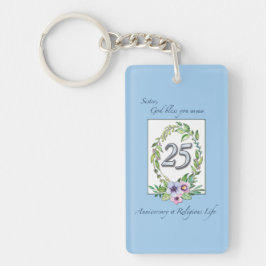 25e Jubileum katholieke Nun Wreath en Silver Sleutelhanger