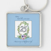 25e Jubileum katholieke Nun Wreath en Silver Sleutelhanger (Voorkant)